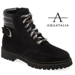 NEW Aquatalia Mayra Weatherproof Suede Leather Lace-Up & Zip Boot